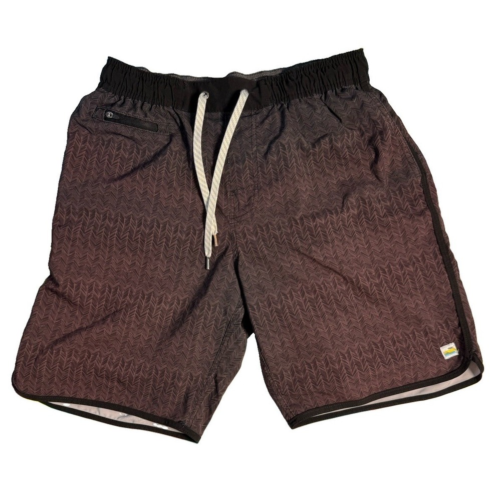Vuori Men's Banks Shorts Rust Black Striped V330 Stretch Athletic Medium